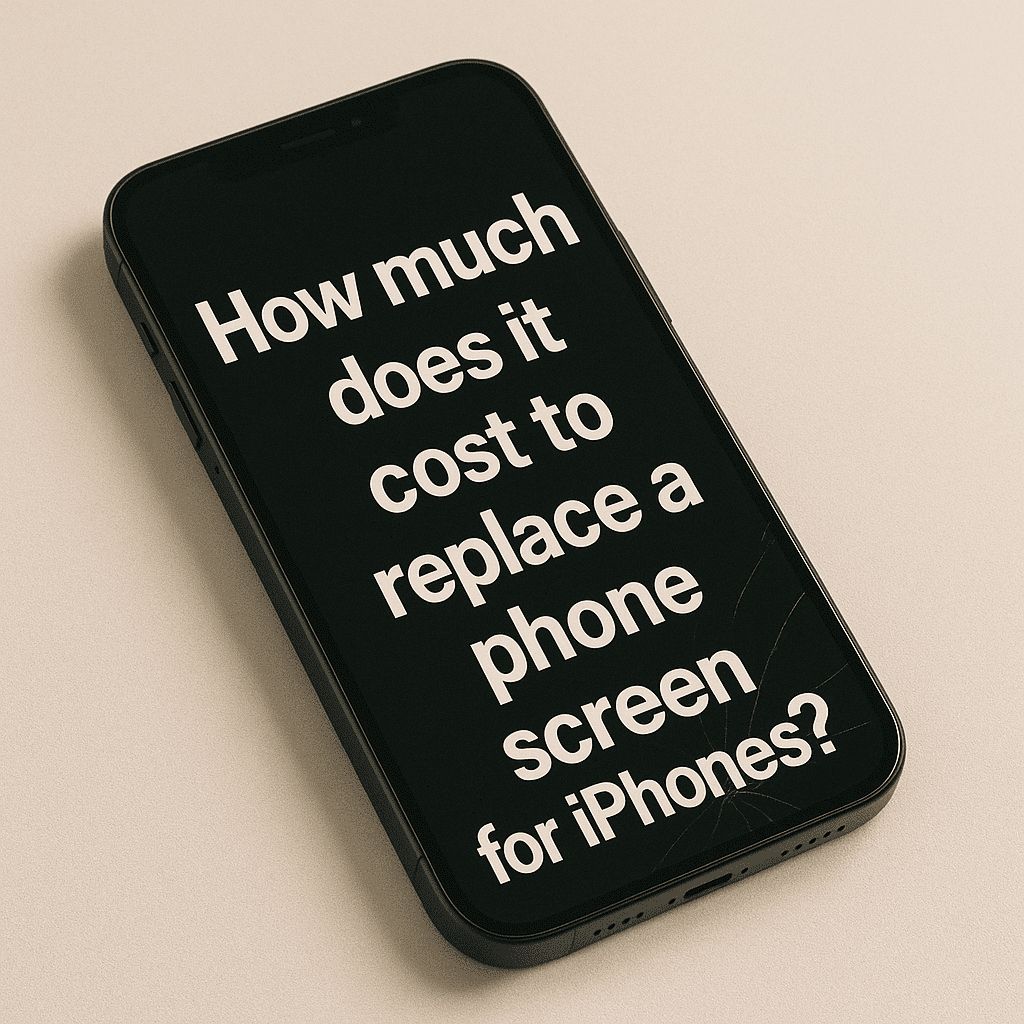 An iPhone screen that says: How much does it cost to replace a phone screen for iphones?