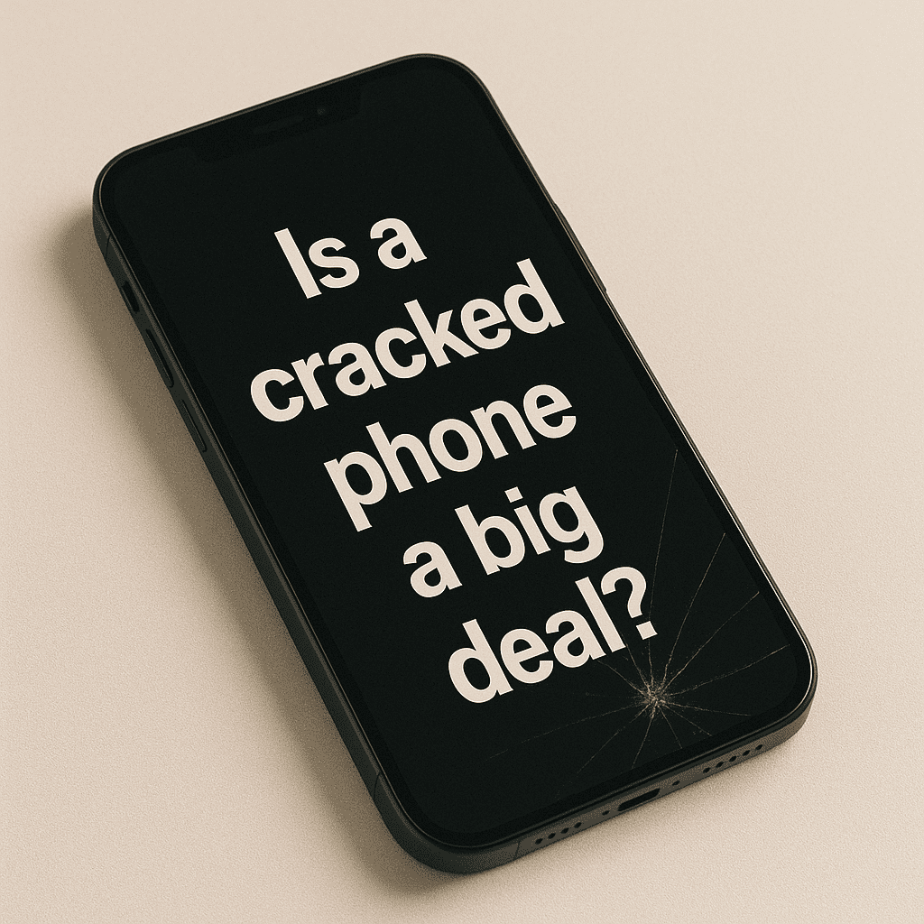 An iPhone screen that says: Is a cracked phone a big deal?