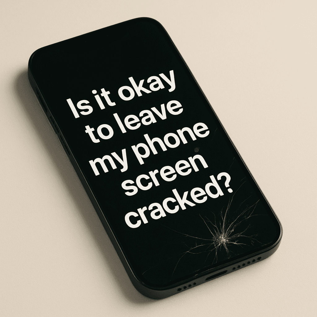 An iPhone screen that says: Is it okay to leave my phone screen cracked?